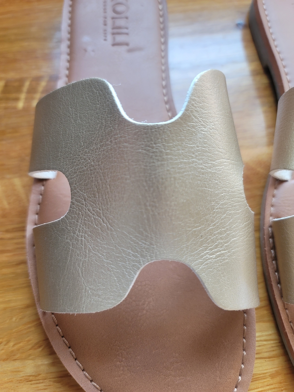 Kolili Women's Gold Slide Sandals - Picture 2 of 3